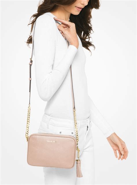 michael kors ginny leather crossbody bag pink|Michael Kors pink tote bag.